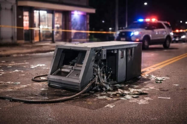 В Техасе угонщики пытались украсть банкомат из магазина и потеряли его