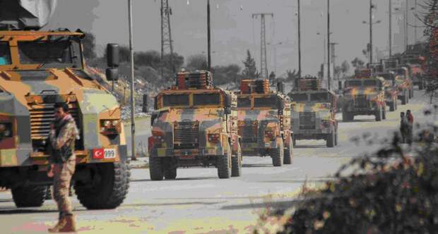 Турецкий военный конвой в Идлибе - цель: армия правителя Башара Асада