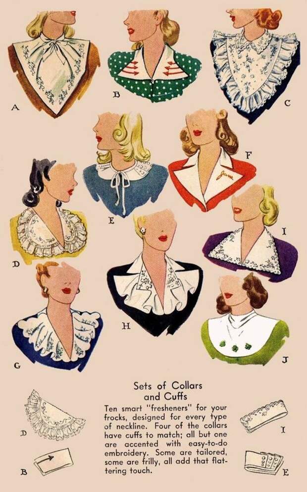 Collar and cuff patterns | Vintage1940s #vintage #1940s: 