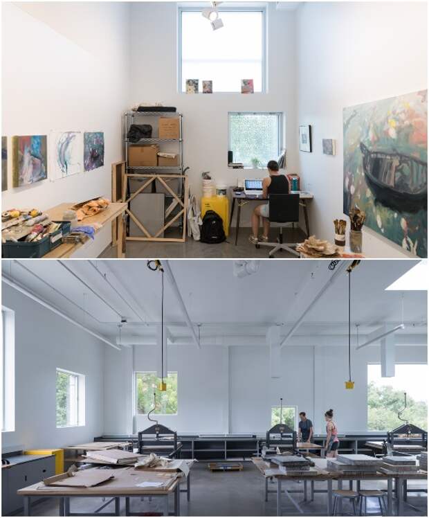 Студентам доступны всевозможные мастерские и даже индивидуальные студии (University of Iowa, Stanford: The Art in STEM).