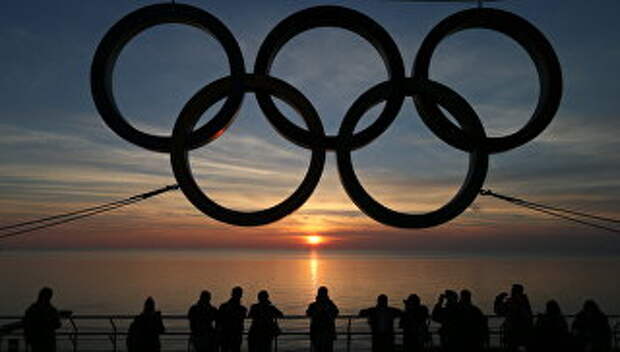 Олимпийские кольца на набережной Адлеровского района Сочи. Архивное фото
