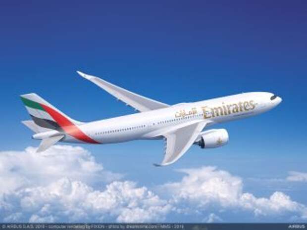 Airbus A330-900 в ливрее авиакомпании Emirates, рендер