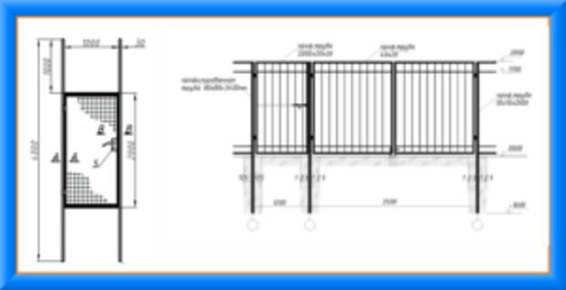 Забор с воротами размеры и чертежи