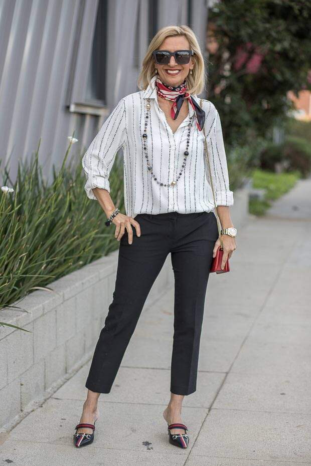 ivory pebble stripe button front shirt for women