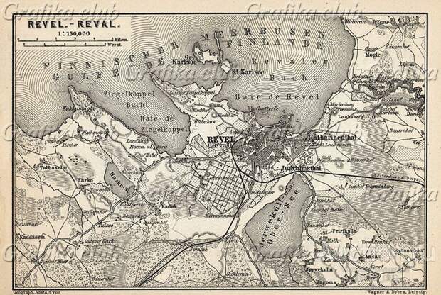 Карта с изображением Ревеля (будущий Таллин).