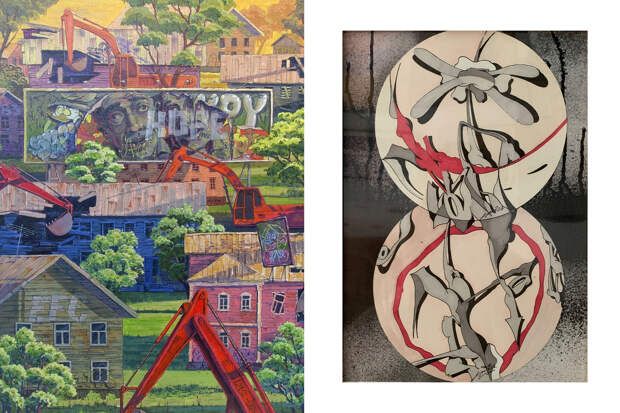 Слева: Михаил Трещёв, The Great disposal, 2023 год / Максим Има, Patreon, 2023 год