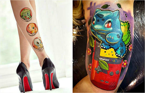 Яркие идеи татуировок с изображениями любимых покемонов.