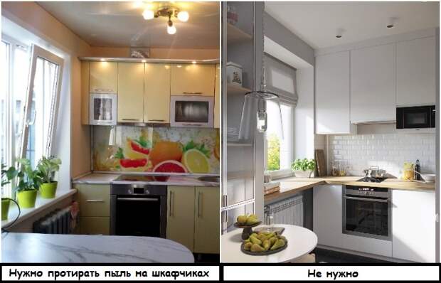 Чтобы не было пыли, между потолком и шкафчиком не должно быть свободного пространства
