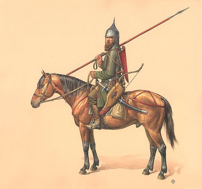 Русские и Ордынский воины XIV века.
