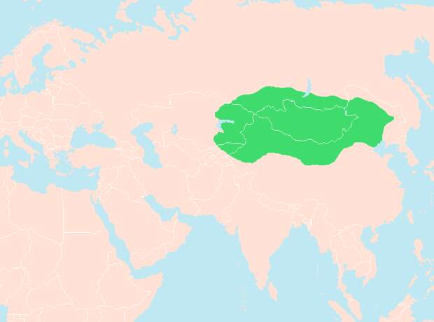 Примерные границы царства Маодуня в III - II веках до н.э.