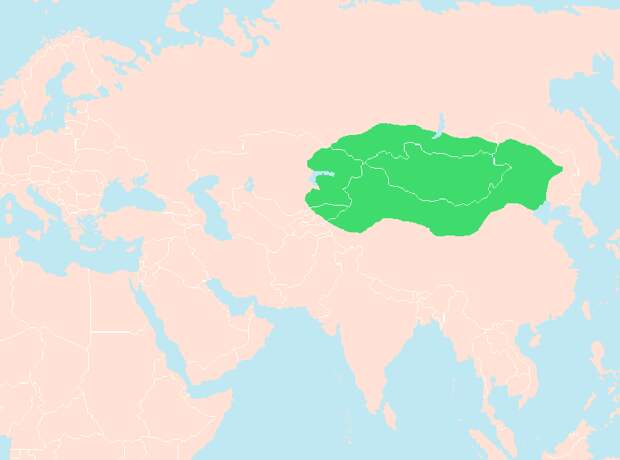 Примерные границы царства Маодуня в III - II веках до н.э.