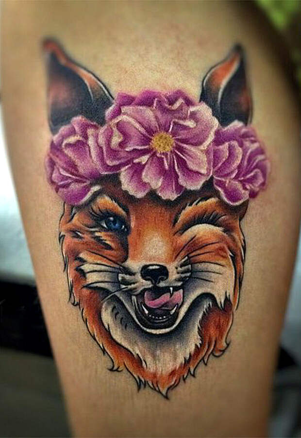 Татуировка с изображением лисы.