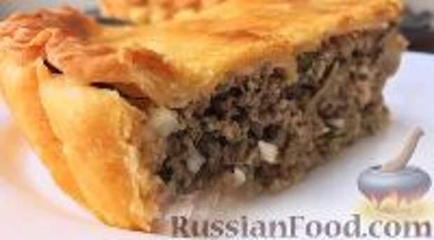 Фото к рецепту: Песочный пирог с мясом
