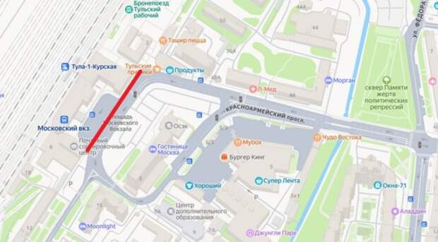 В Туле на время запретят парковку на площади Московского вокзала 10 августа