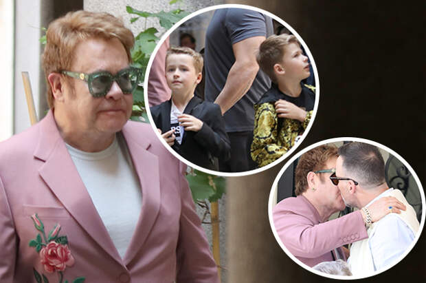 Романтика в городе: Элтон Джон с мужем Дэвидом Фернишем и детьми в Милане