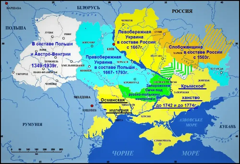 Карта украины до присоединения к российской империи