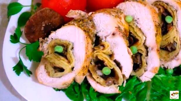 Куриные рулетики с ГРИБАМИ и СЫРОМ. Вкусное украшение праздничного стола
