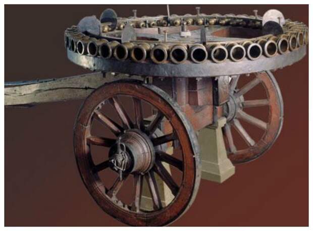 3-фн. 44-ствольная мортирная батарея системы А. К. Нартова изготовлена в 1754 г. в С-Петербургском арсенале артиллерия, военное, интересное, история, необычное, пушки