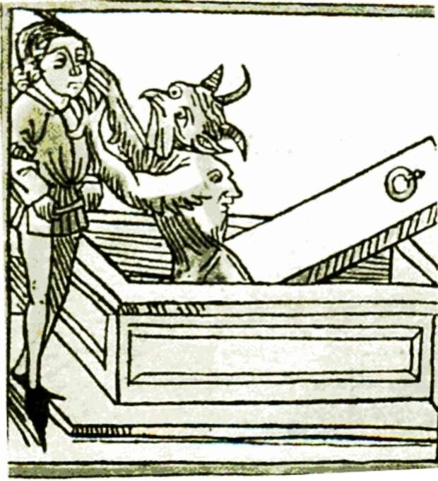 Вампир нападает на христианина. Немецкая гравюра XV века. | Фото: commons.wikimedia.org.