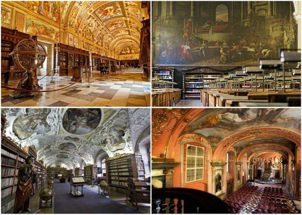 Залы библиотеки оформлены в роскошном стиле барокко.
