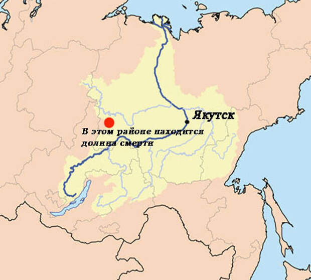 Карта с долиной смерти Карта с обозначением долины смерти