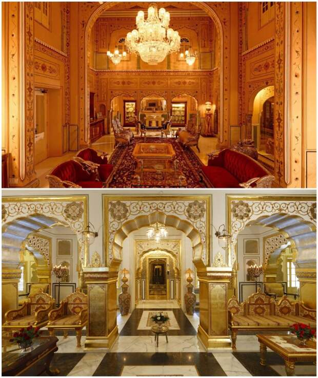 Во дворце Maharajah Pavilion можно почувствовать себя властелином мира (The Raj Palace, Индия).