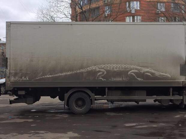 Рисунки на грязных автомобилях Никиты Голубева авто, грязь, искусство, рисунок