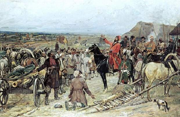 Е.Пугачев в захваченной крепости. Иллюстрация к роману А.С. Пушкина "Капитанская дочка"
