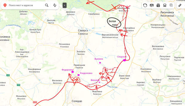 Карта боевых действий на Украине, Северское направление, на 23.03.24 г. Карта СВО от Юрия Подоляки.