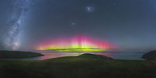 Буйство красок и звездное небо вблизи Крайстчерча, Новая Зеландия