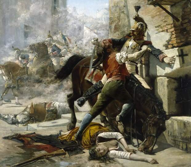 Подавление французами восстания в Мадриде, 1808 год. Художник: Eugenio Álvarez Dumont
