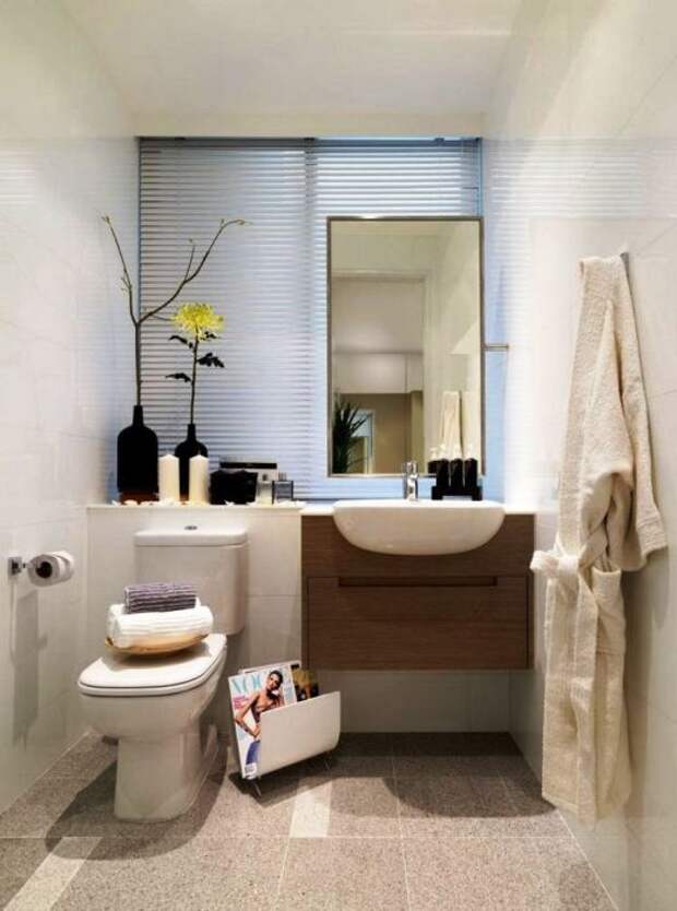 Дизайн ванной комнаты в бежевых оттенках гарантирует создание атмосферы гармонии и спокойствия.