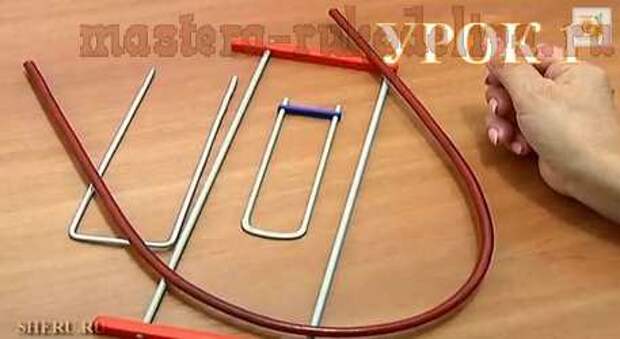 Мастер - класс по вязанию на вилке: Вязание на вилке базового узора различной пряжей, вязание ленты со смещением3
