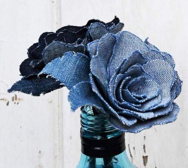Как сделать цветы из старых джинсов — 5 идей