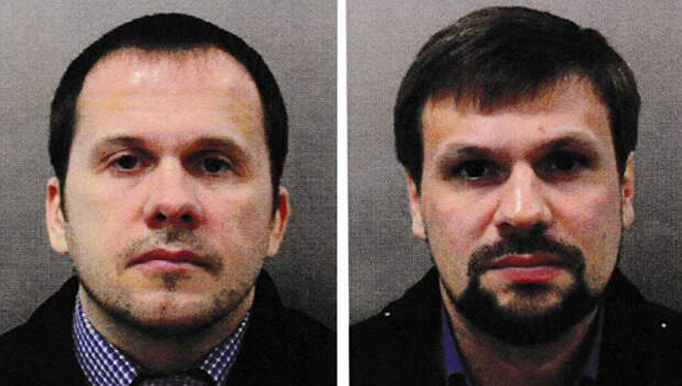 Подозреваемые в попытке убийства Сергея Скрипаля и его дочери Юлии в Солсбери Александр Петров и Руслан Боширов Подозреваемые в попытке убийства Сергея Скрипаля и его дочери Юлии в Солсбери Александр Петров и Руслан Боширов