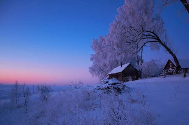 Зима деревня, зима, природа