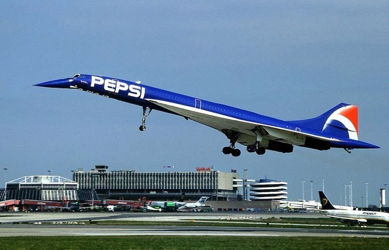 Конкорд, рекламирующий Pepsi. необычные самолёты, раскраска, самолёты