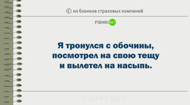 Забавные пояснения из бланков страховых компаний страховка, юмор