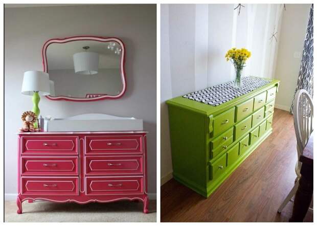 С помощью акриловой эмали в виде спрея можно идеально покрасить любую мебель. | Фото: kursremonta.ru.