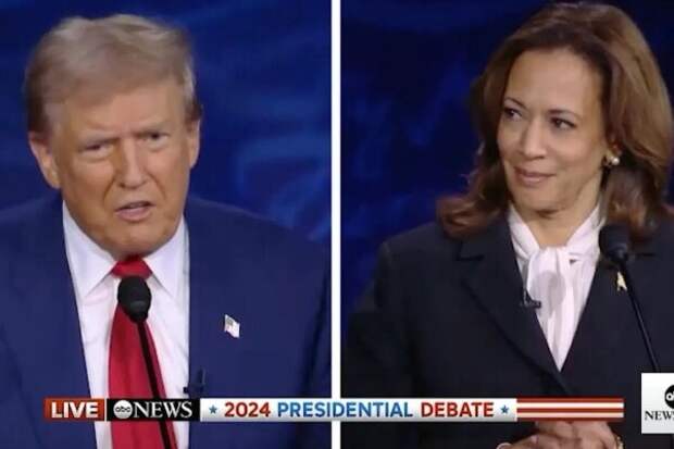 Кандидаты в президенты США республиканец Дональд Трамп и его оппонент от демократов Камала Харрис. Обложка © YouTube / ABC