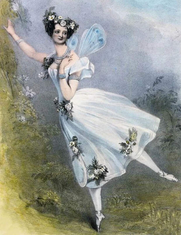 Мария Тильони в балете «Зефир и Флора». На балерине первая в мире балетная пачка.
