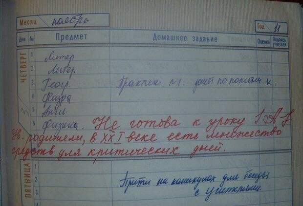 Записи в школьных дневниках (10 фото)