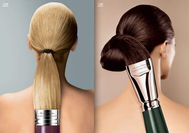 4. Краска для волос Wella делает волосы такими мягкими, что ими можно рисовать интересно, креативная реклама, рекламные, трюки