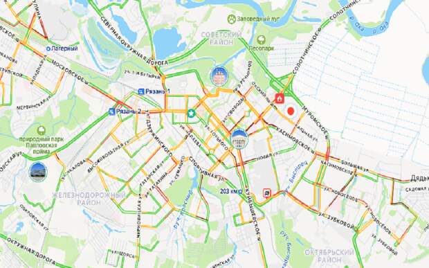 В Рязани собрались пробки в 9 баллов и подорожало такси из-за снега