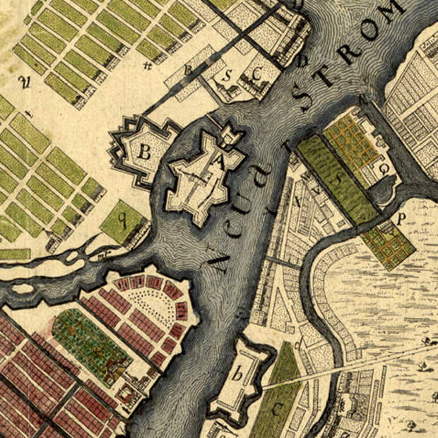 Grundriss der Festung Statt und Situation St. Petersburg. Берлин. [1717-1721 гг.]. Фрагмент.