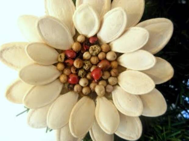 Идея праздничного декора из тыквенных семечек (10) (594x445, 111Kb)