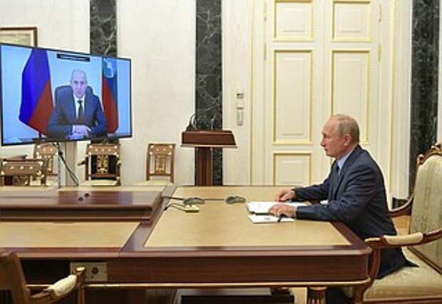 Встреча с главой Карачаево-Черкесии Рашидом Темрезовым (в режиме видеоконференции).