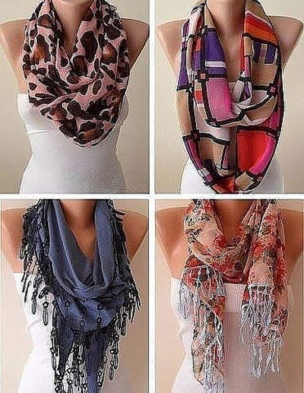 Много идей с платками и шарфами. Возьмите на заметку, пригодится.