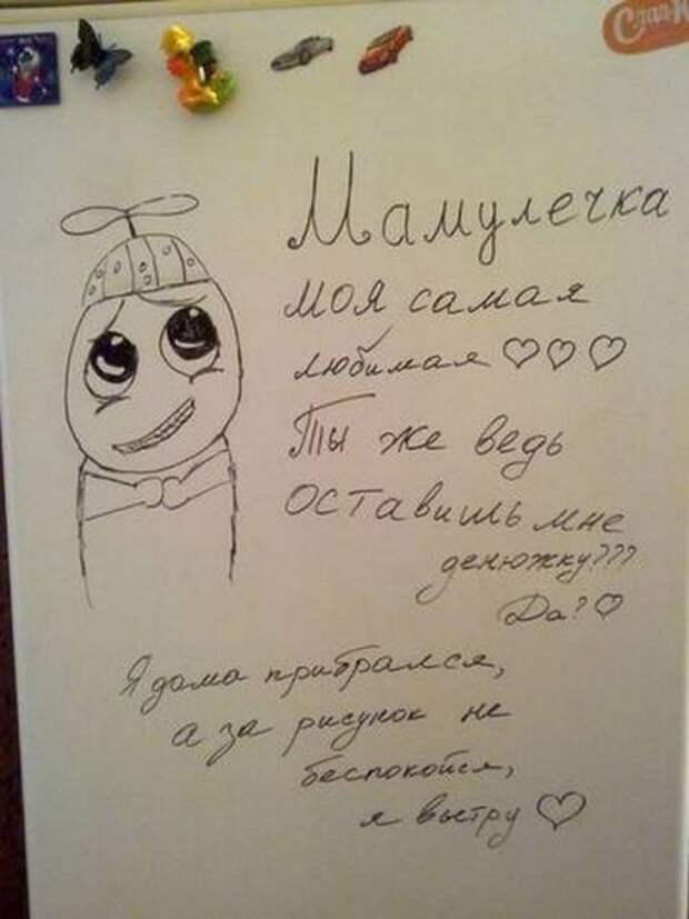Самые смешные и неожиданные записки на холодильнике Самые смешные и неожиданные записки на холодильнике