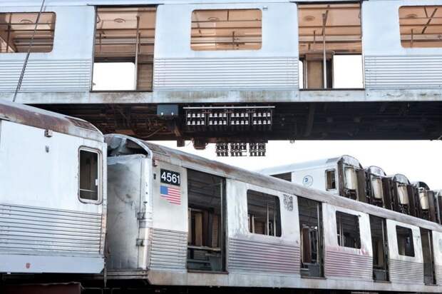 Как умирают вагоны нью-йоркского метро Нью -Йорк, америка, вагон, метро, утилизация